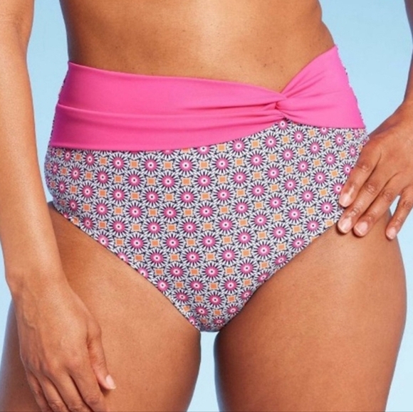 Lands' End Women's UPF 50 Full Coverage High Waist Twist-Front Bikini Bottom M - Picture 1 of 9